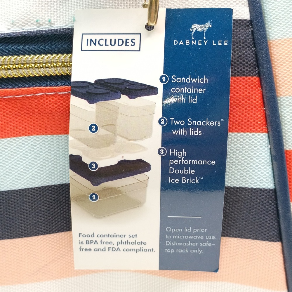 Dabney Lee Arctic Zone Insulated Lunch Tote Women Size OS Multi Stripe 8pc Set - Picture 11 of 14